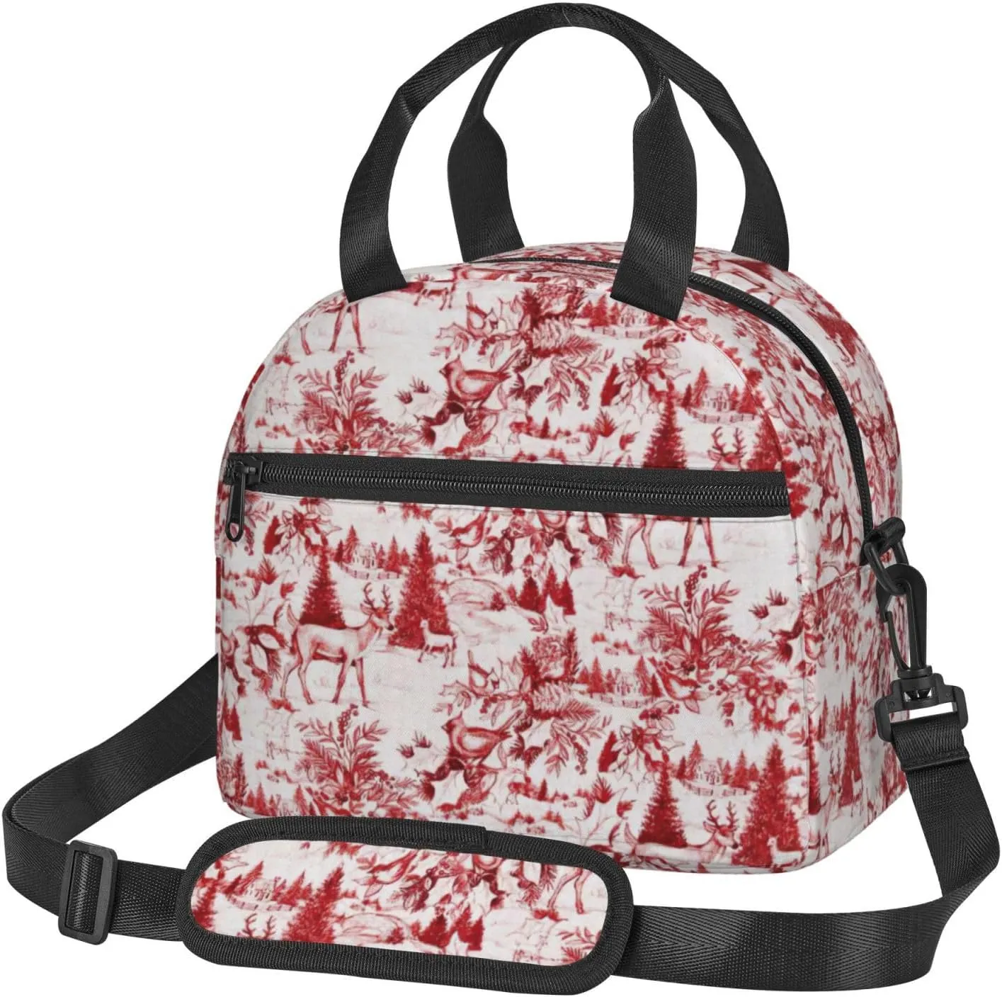 Animal Wilderness Bear Deer Print Foods Insulated Lunch Bag Cute Tote Box Leakproof Cooler Adjustable Shoulder Strap