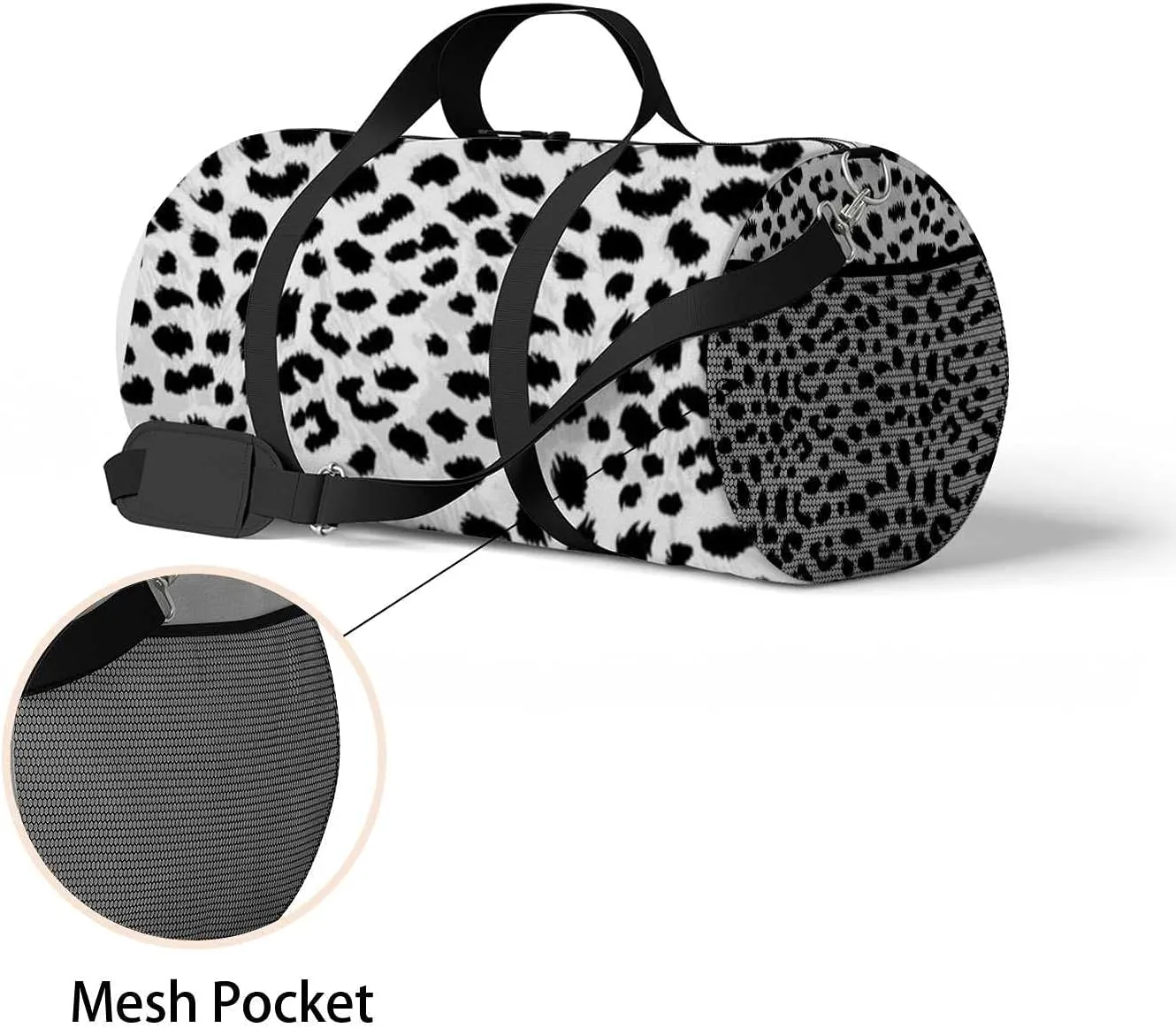 Animals Cheetah Spots Sports Duffel Bag Travel Gym Tote Bags Lightweight Durable Shoulder Strap Waterproof Polyester Outside Mesh Pocket Overnight Trip Duffel Bag for Women Men