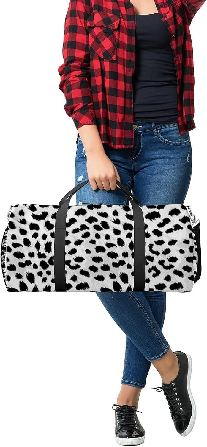 Animals Cheetah Spots Sports Duffel Bag Travel Gym Tote Bags Lightweight Durable Shoulder Strap Waterproof Polyester Outside Mesh Pocket Overnight Trip Duffel Bag for Women Men