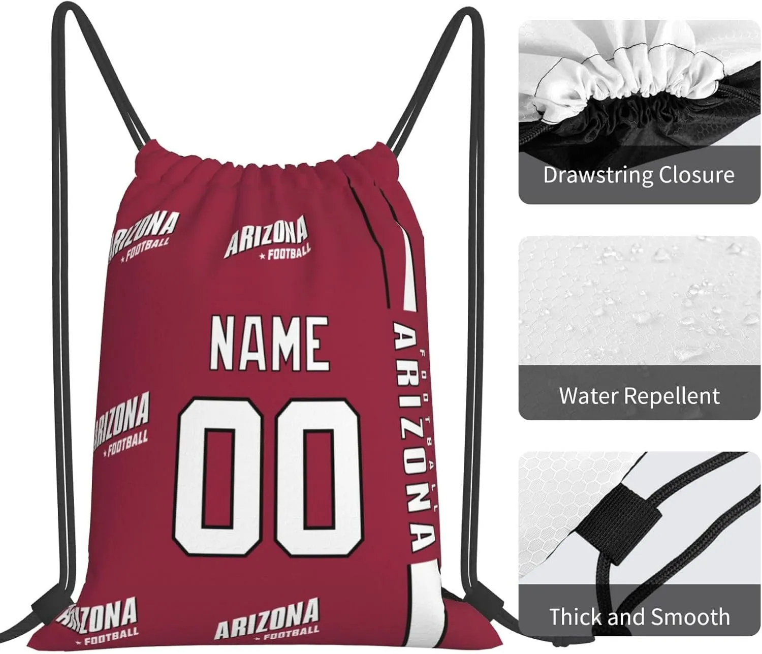 ANTKING Arizona Drawstring Bags Custom any Name and Number Backpack for Men Youth Boy Gifts 14" X 16"