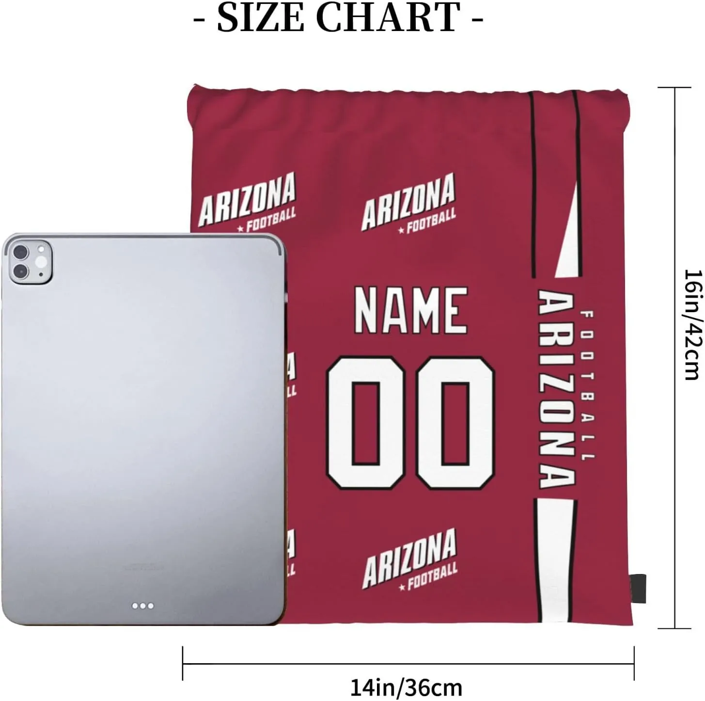 ANTKING Arizona Drawstring Bags Custom any Name and Number Backpack for Men Youth Boy Gifts 14" X 16"