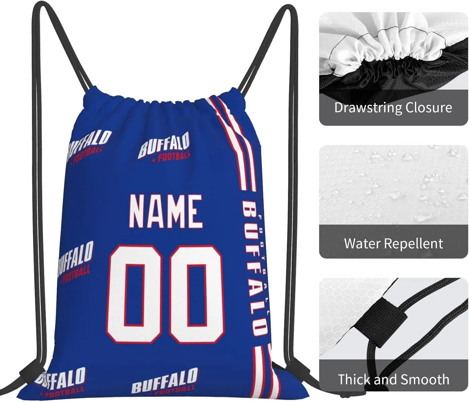 ANTKING Buffalo Drawstring Bags Custom any Name and Number Backpack for Men Youth Boy Gifts 14" X 16"