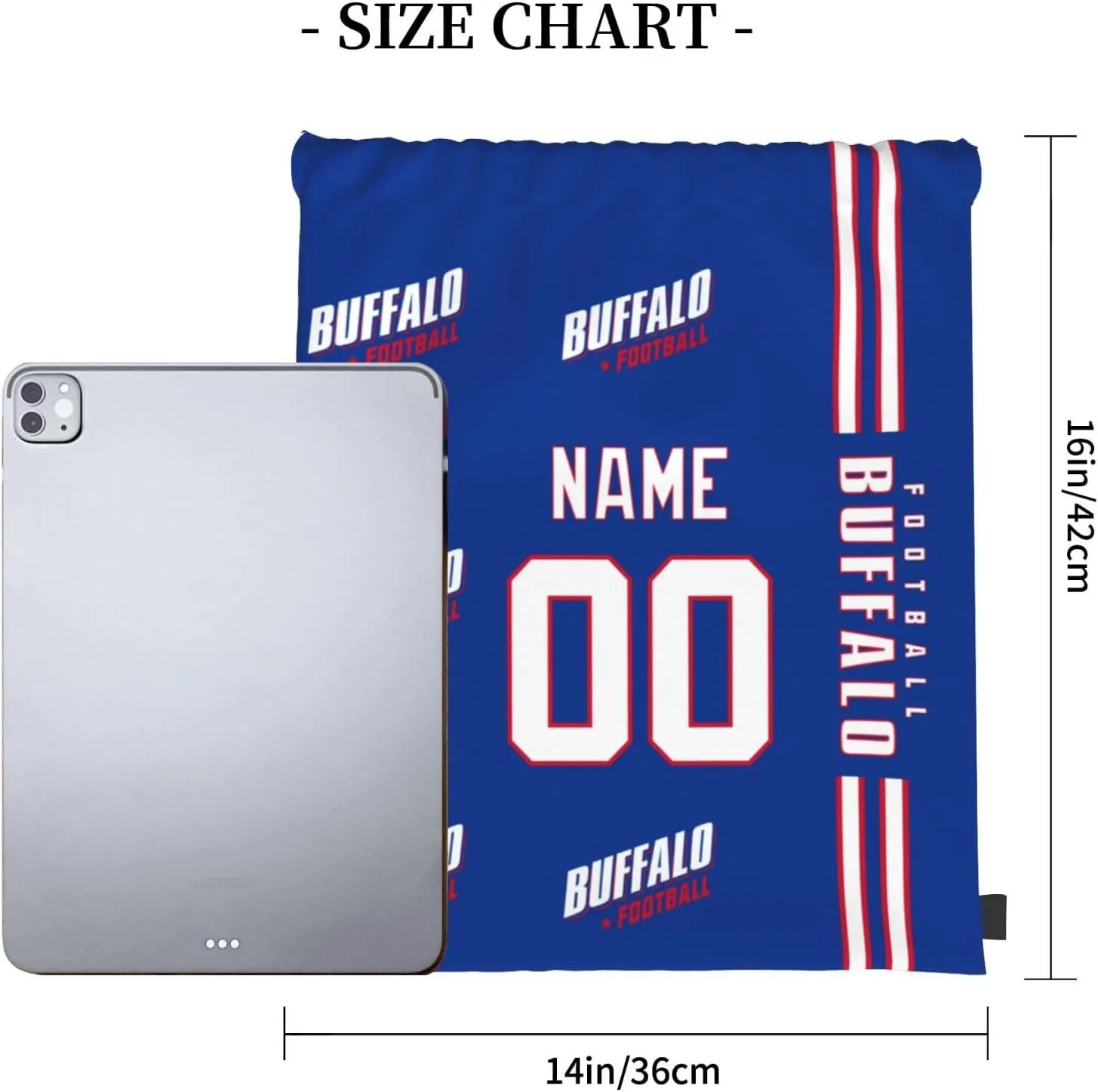 ANTKING Buffalo Drawstring Bags Custom any Name and Number Backpack for Men Youth Boy Gifts 14" X 16"