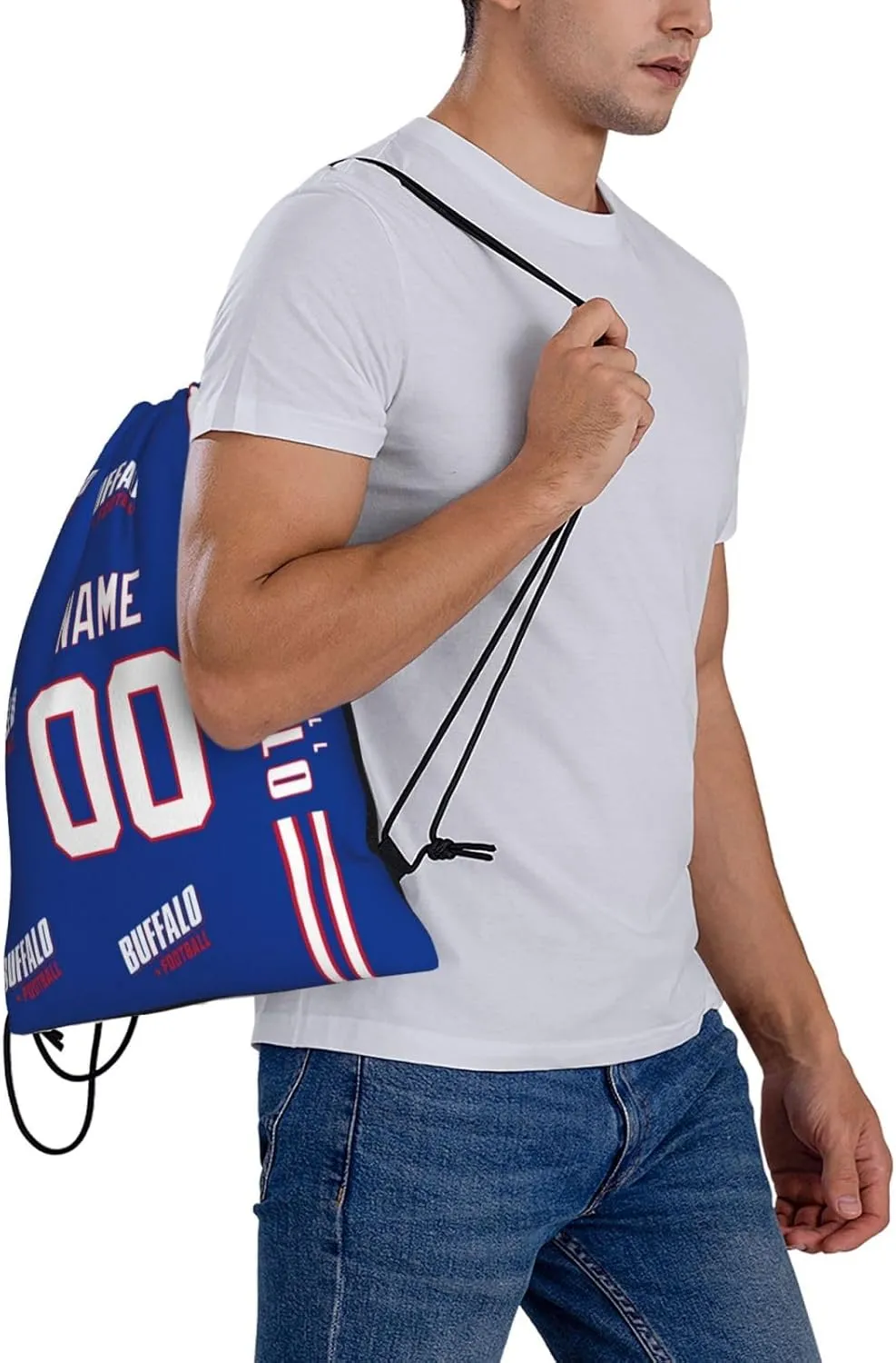ANTKING Buffalo Drawstring Bags Custom any Name and Number Backpack for Men Youth Boy Gifts 14" X 16"