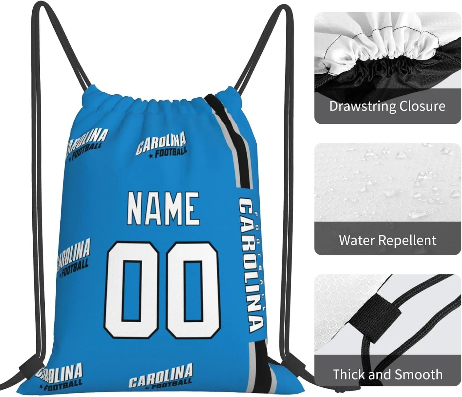 ANTKING Carolina Drawstring Bags Custom any Name and Number Backpack for Men Youth Boy Gifts 14" X 16"