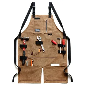 Anyhouz Gardening Apron Brown Denim Canvas Outdoor Work Home Gardener Carpentry Carving Barbecue Men and Women Work Clothes