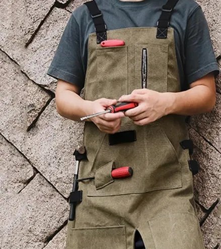 Anyhouz Gardening Apron Green Denim Canvas Outdoor Work Home Gardener Carpentry Carving Barbecue Men and Women Work Clothes
