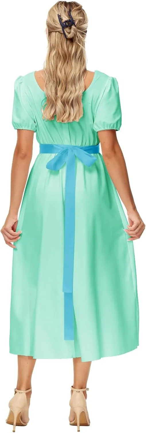 AOBUTE Womens Regency Dress Halloween Costume Maxi Dresses with Satin Sash
