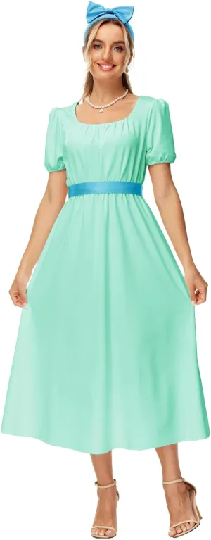 AOBUTE Womens Regency Dress Halloween Costume Maxi Dresses with Satin Sash