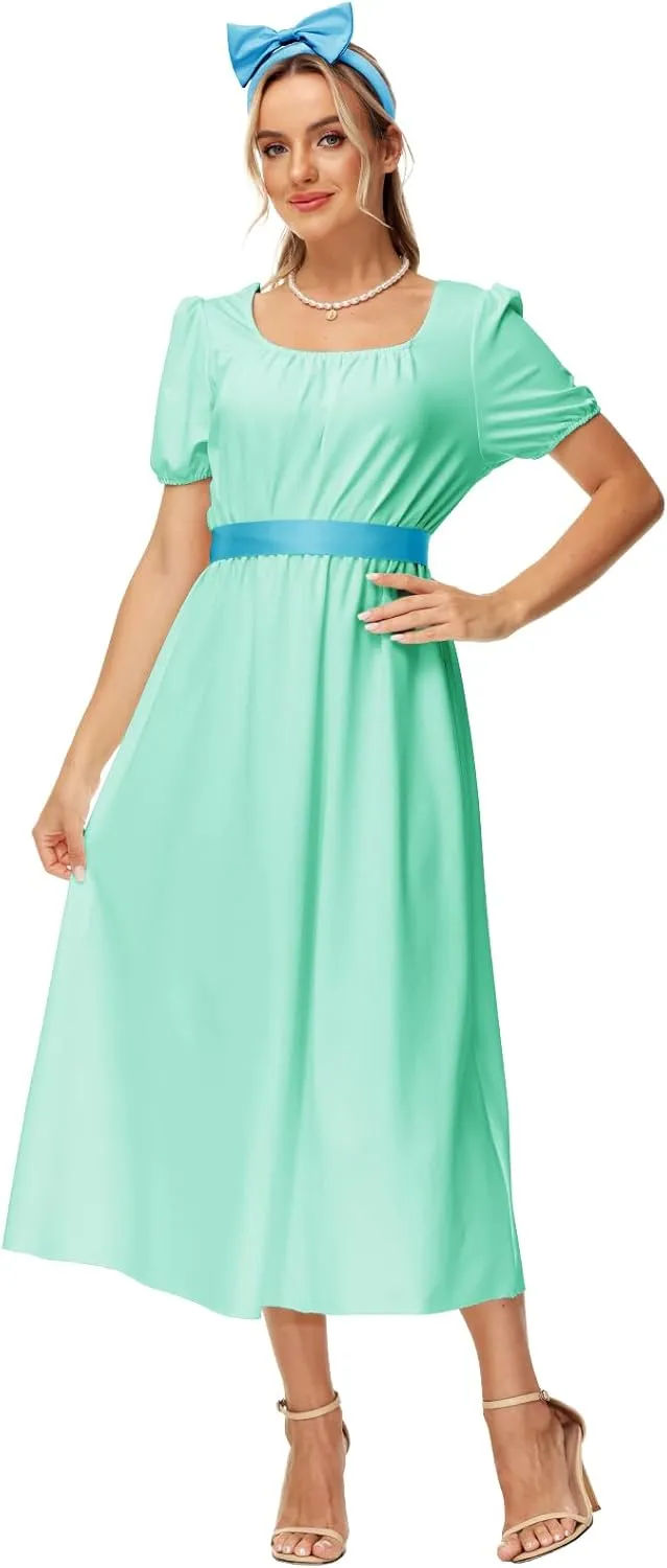 AOBUTE Womens Regency Dress Halloween Costume Maxi Dresses with Satin Sash