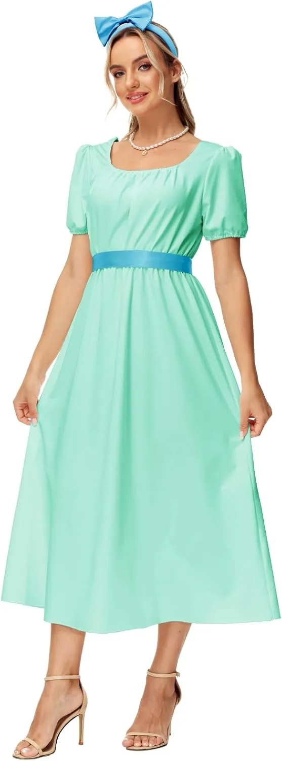 AOBUTE Womens Regency Dress Halloween Costume Maxi Dresses with Satin Sash