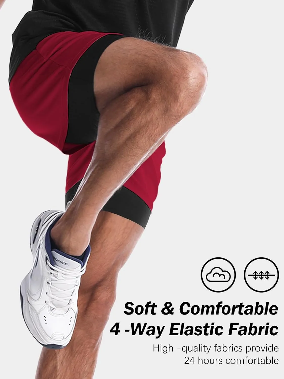Aolesy Men's Gym Shorts with Liner - 5” Lightweight Running Shorts Mesh Workout Athletic Shorts with 5 Pockets
