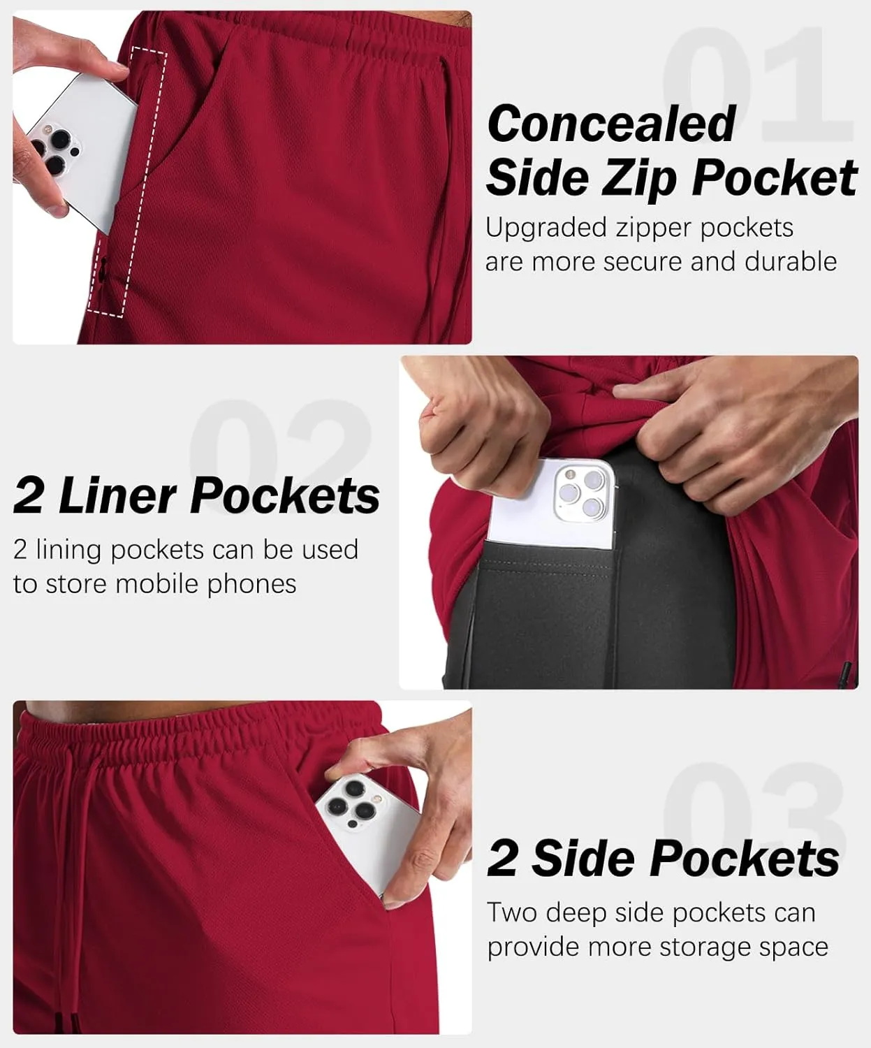 Aolesy Men's Gym Shorts with Liner - 5” Lightweight Running Shorts Mesh Workout Athletic Shorts with 5 Pockets