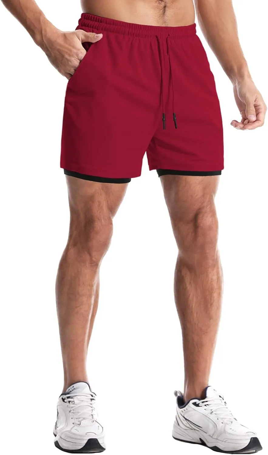 Aolesy Men's Gym Shorts with Liner - 5” Lightweight Running Shorts Mesh Workout Athletic Shorts with 5 Pockets