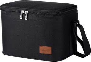 Aosbos Insulated Lunch Box for Men Women Leakproof Cooler Bag Reusable Lunch Tote Bag Adult Lunch Pail Thermal Lunch Boxes Bento Lunch Box Bag 7.5L Black