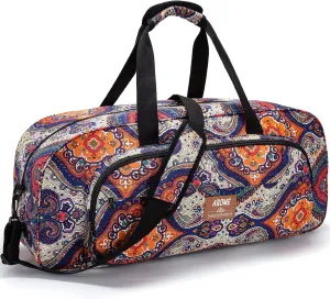 AROME Yoga Mat Bag for Women Men, Large Canvas Yoga Bag for 1/4" 1/3" 2/5" 1/2" Extra Thick Exercise Yoga Mat Gym Tote Sports Duffle Bag Carrying Bags with Wet Pocket & Shoulder Strap & Mat Strap