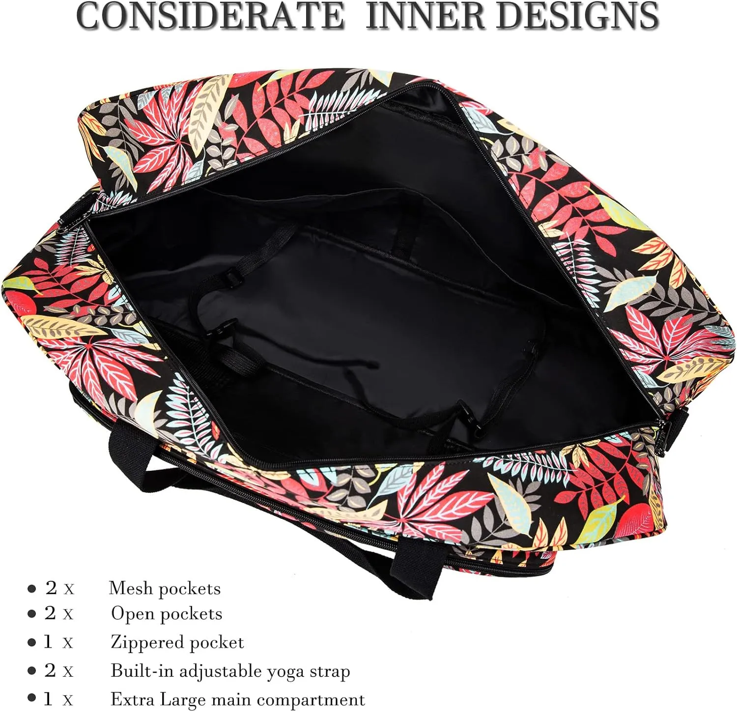 AROME Yoga Mat Bag for Women Men, Large Canvas Yoga Bag for 1/4" 1/3" 2/5" 1/2" Extra Thick Exercise Yoga Mat Gym Tote Sports Duffle Bag Carrying Bags with Wet Pocket & Shoulder Strap & Mat Strap