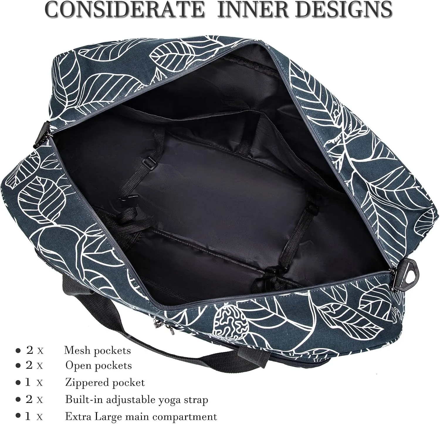 AROME Yoga Mat Bag for Women Men, Large Canvas Yoga Bag for 1/4" 1/3" 2/5" 1/2" Extra Thick Exercise Yoga Mat Gym Tote Sports Duffle Bag Carrying Bags with Wet Pocket & Shoulder Strap & Mat Strap