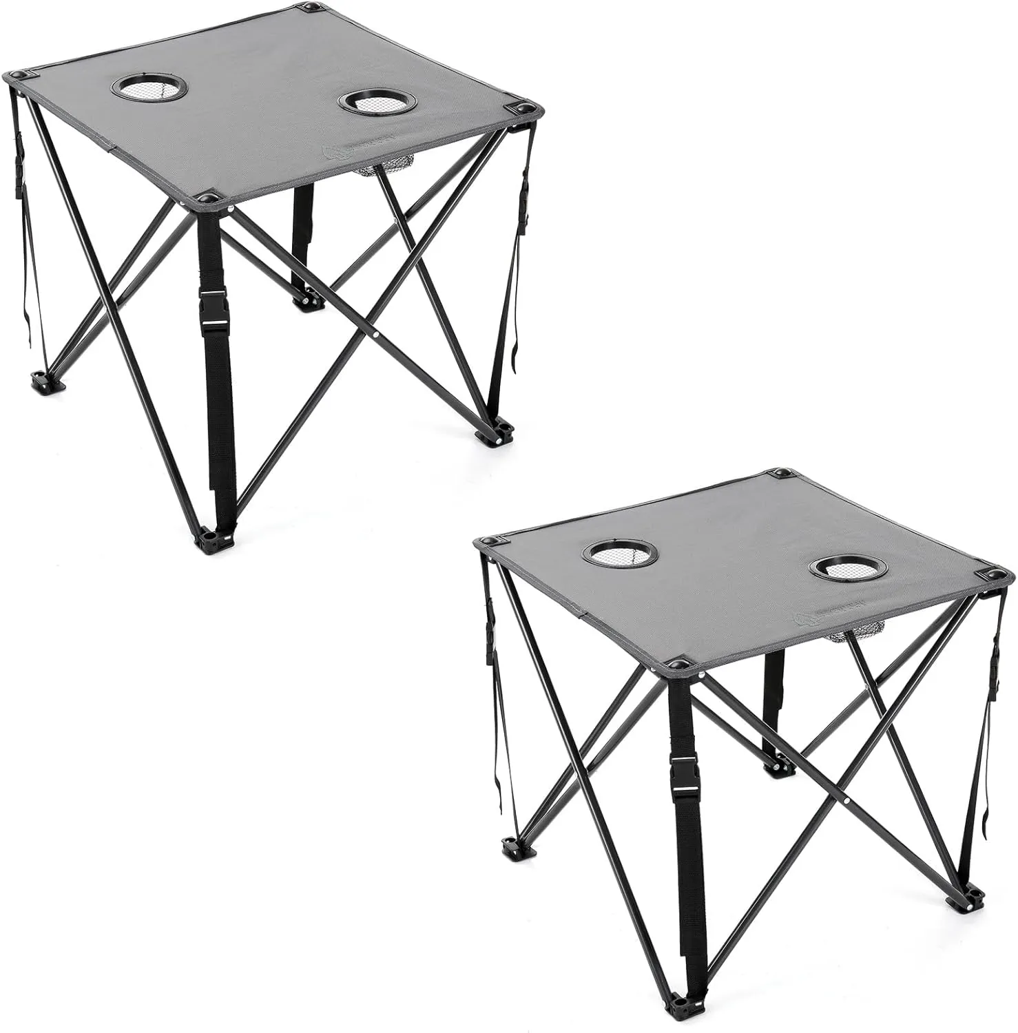 ARROWHEAD OUTDOOR 2-Pack 26” (66cm) Heavy-Duty Portable Camping Folding Table, 2 Cup Holders, Compact, Square, Carrying Case Included, Steel Frame, High-Grade 600D Canvas