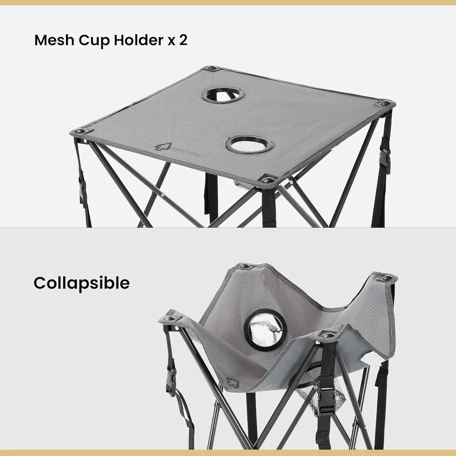 ARROWHEAD OUTDOOR 2-Pack 26” (66cm) Heavy-Duty Portable Camping Folding Table, 2 Cup Holders, Compact, Square, Carrying Case Included, Steel Frame, High-Grade 600D Canvas