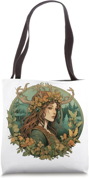 Art Nouveau Female Druid Adventurer Wanderer Nature Roleplay Tote Bag