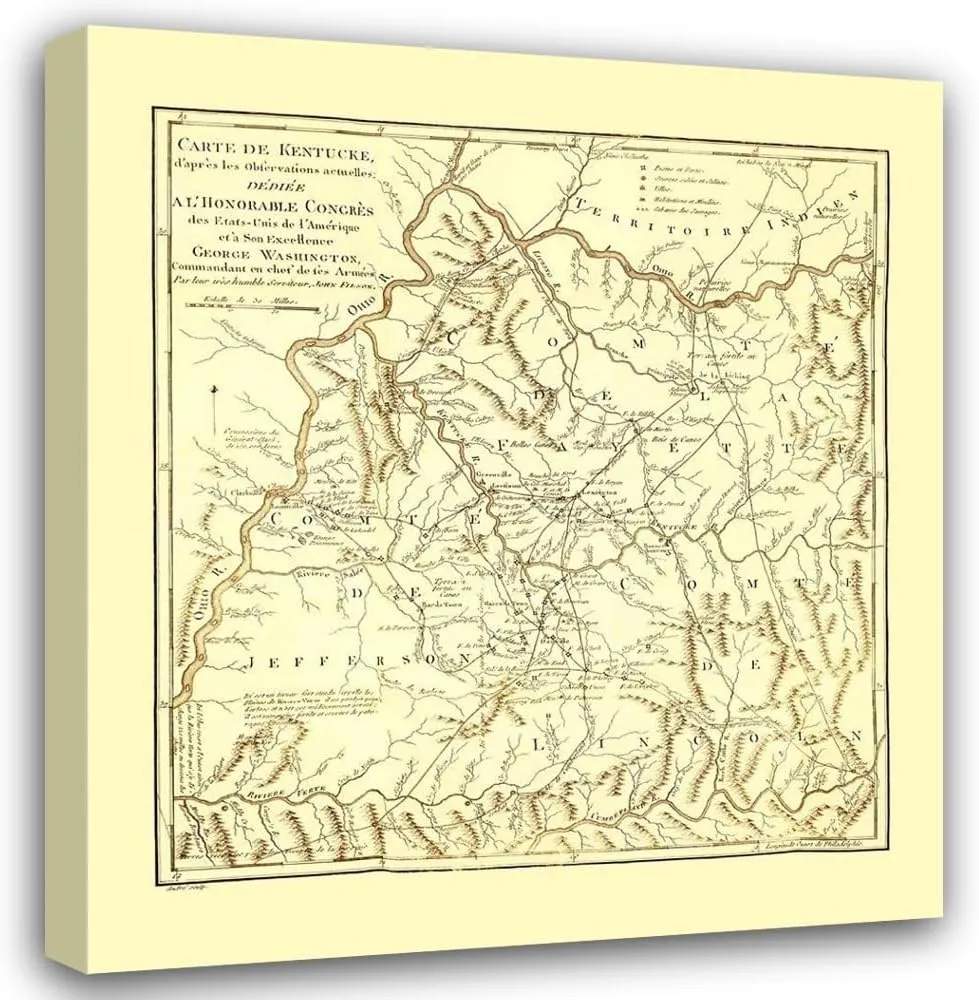 ArtDirect Filson 28x31 Gallery Wrapped Canvas Museum Art Titled: Kentucky - Filson 1785