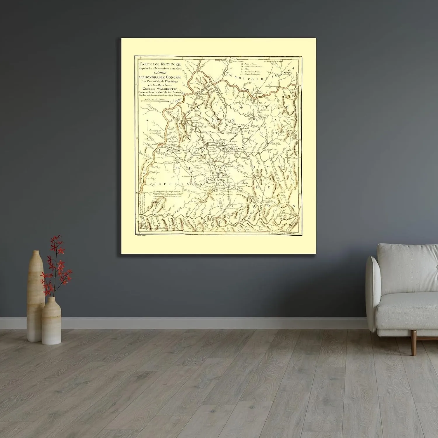 ArtDirect Filson 28x31 Gallery Wrapped Canvas Museum Art Titled: Kentucky - Filson 1785
