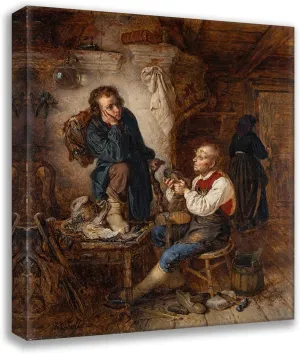 ArtDirect Kilian Zoll 20x22 Gallery Wrapped Canvas Museum Art Print Titled: At Shoemaker's (1856)