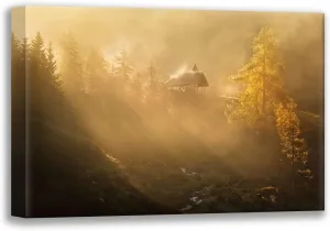 ArtDirect Rericha, Daniel 24x17 Gallery Wrapped Canvas Museum Art Titled: Alpine Church In The Morning Fog
