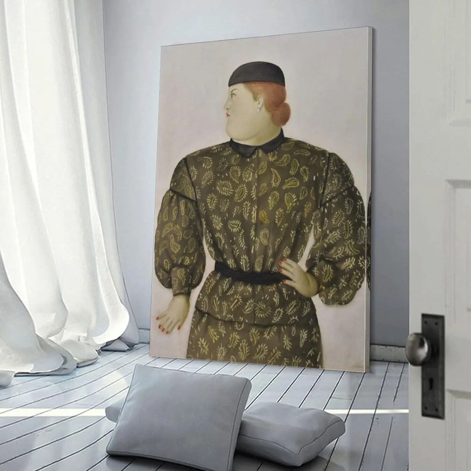 Artist Fernando Botero Canvas Wall Art Mujer Vestida Por Hanae Mori 1981 Posters For Room Aesthetic Canvas Painting Posters And Prints Wall Art Pictures for Living Room Bedroom Decor 20x30inch(50x75c