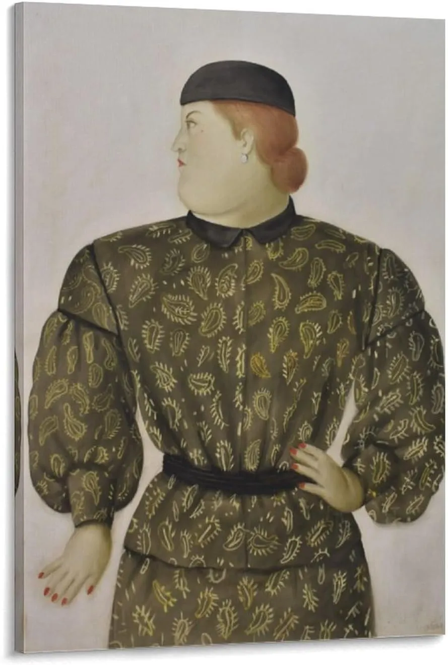 Artist Fernando Botero Canvas Wall Art Mujer Vestida Por Hanae Mori 1981 Posters For Room Aesthetic Canvas Painting Posters And Prints Wall Art Pictures for Living Room Bedroom Decor 20x30inch(50x75c