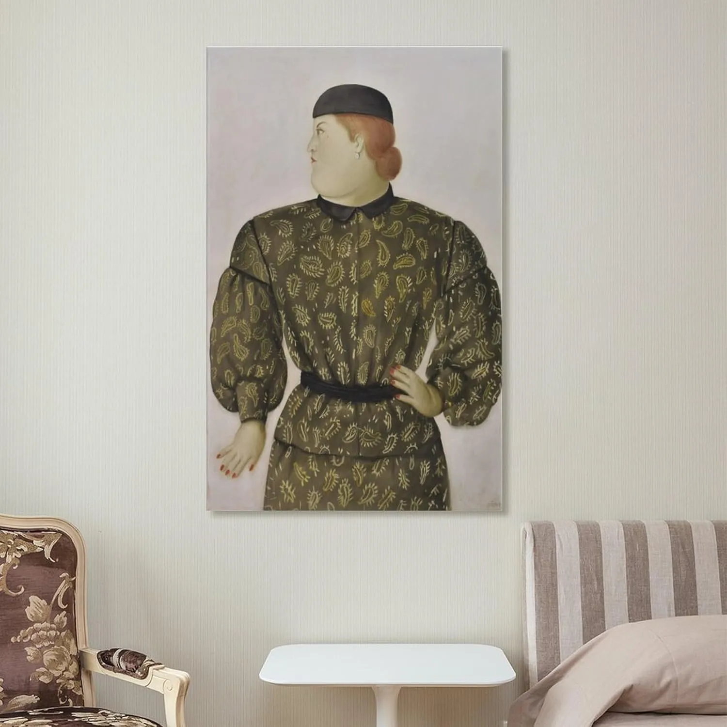 Artist Fernando Botero Canvas Wall Art Mujer Vestida Por Hanae Mori 1981 Posters For Room Aesthetic Canvas Painting Posters And Prints Wall Art Pictures for Living Room Bedroom Decor 20x30inch(50x75c
