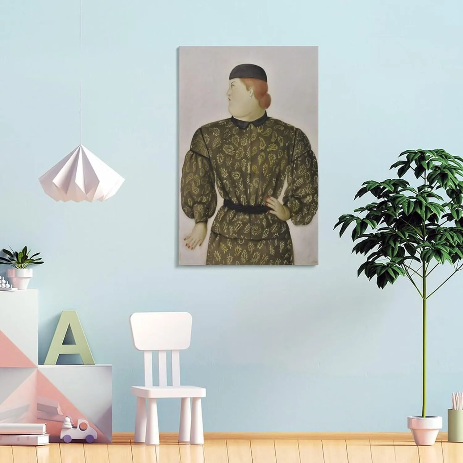 Artist Fernando Botero Canvas Wall Art Mujer Vestida Por Hanae Mori 1981 Posters For Room Aesthetic Canvas Painting Posters And Prints Wall Art Pictures for Living Room Bedroom Decor 20x30inch(50x75c