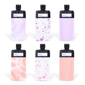 ASEVAT 3 oz 6pack Leak Proof Empty Squeeze Pouches Refillable Travel Size Containers liquid travel pouches for Travel TSA Approved Travel Pouches for Toiletries for Lotion