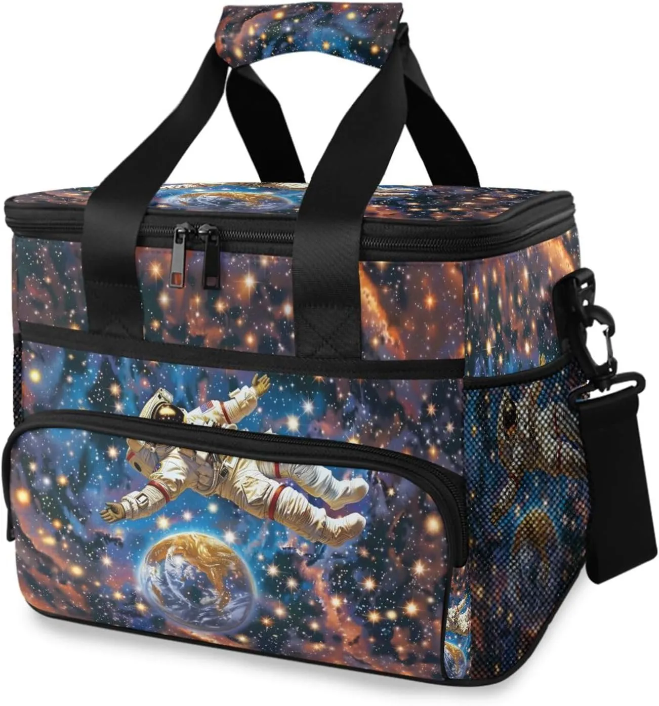 Astronaut Spac Stars Cooler Bag Insulated Cooler Soft Sided Cooler 24 Can Portable Picnic Bag Large Leakproof Lunch Bag Box for Beach Grocery Camping Travel Car Men Women