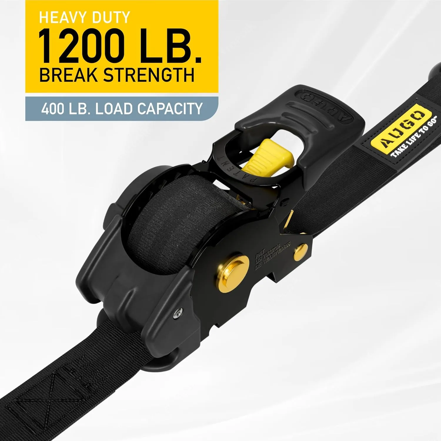 AUGO Retractable Ratchet Straps | 2 Heavy Duty Ratchet Straps Self Retractable Tie Downs with Soft Loops & Storage Bag for Motorcycle, Truck, Trailer, Cargo Van | 1200 Lb Break Strength 1” x 10’