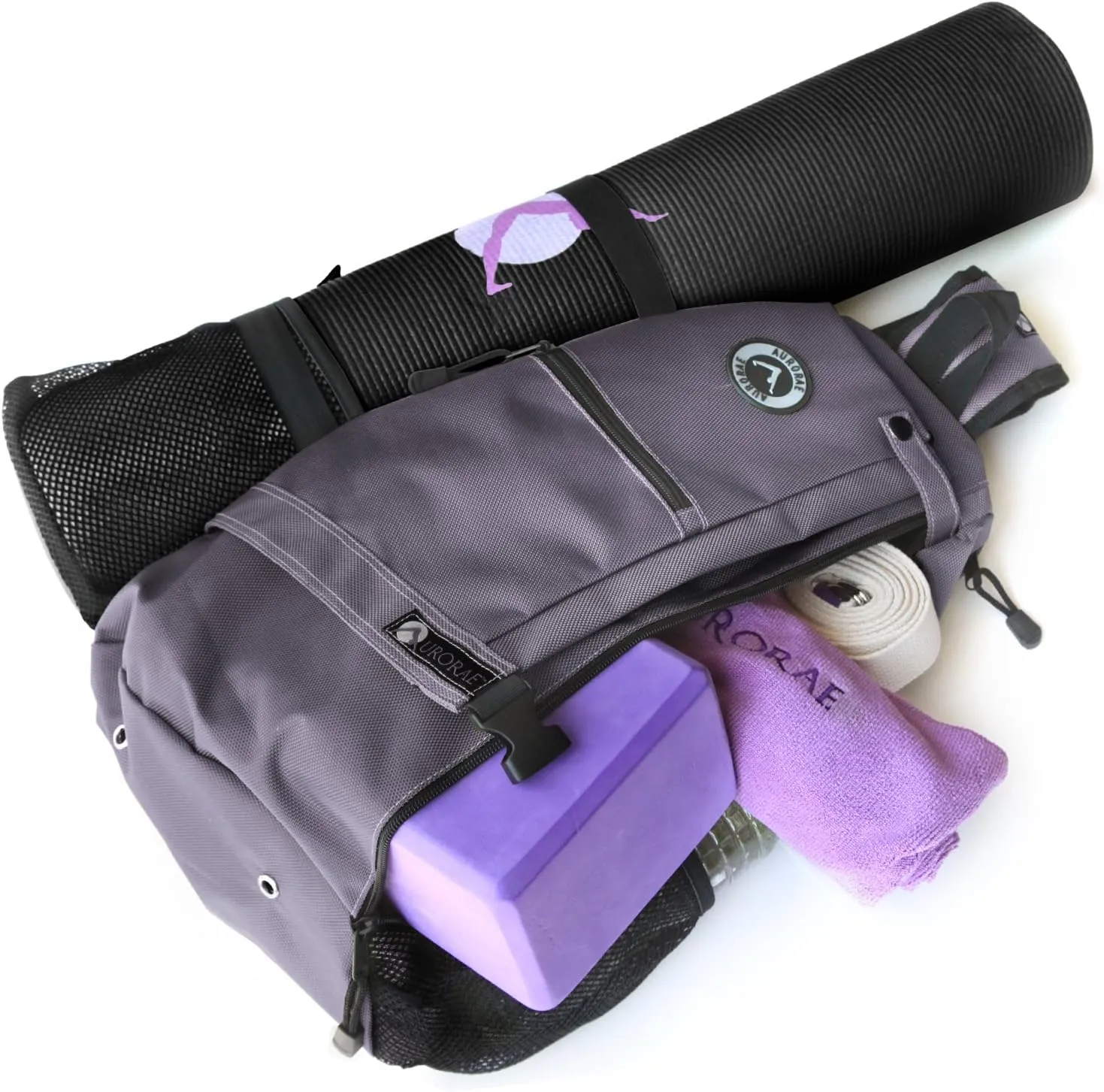 AURORAE Yoga Mat/Gym Cross-body Travel Sling Back Pack. Mat sold separately.