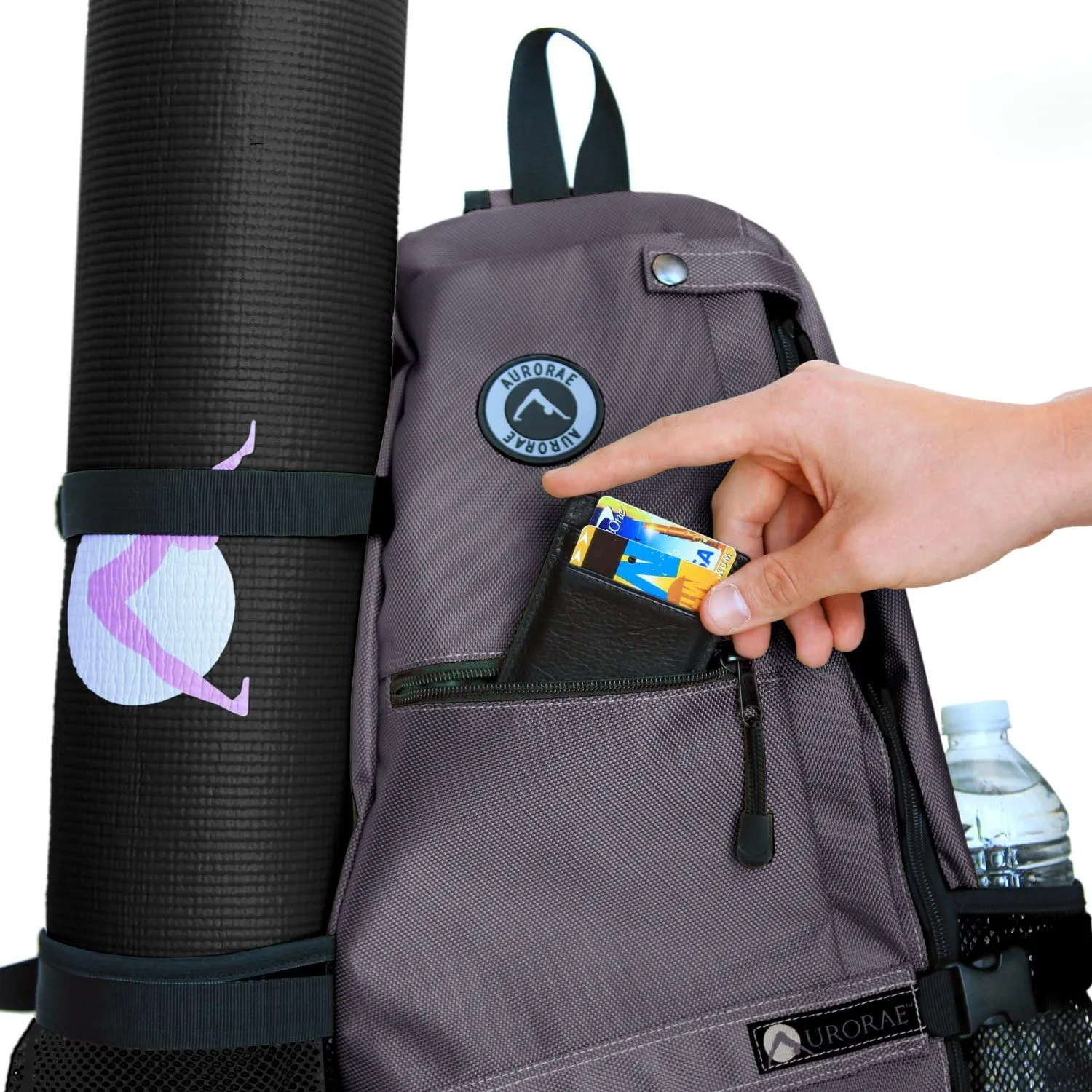 AURORAE Yoga Mat/Gym Cross-body Travel Sling Back Pack. Mat sold separately.