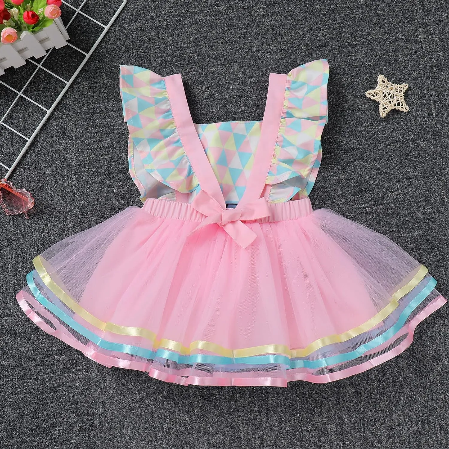 AWIBMK Baby Girls Carnival Costume Halloween Party Cosplay Outfits Toddler Birthday Princess Romper Dress with Headband 2PCS