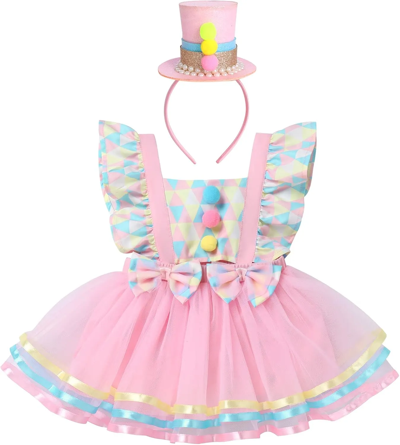 AWIBMK Baby Girls Carnival Costume Halloween Party Cosplay Outfits Toddler Birthday Princess Romper Dress with Headband 2PCS