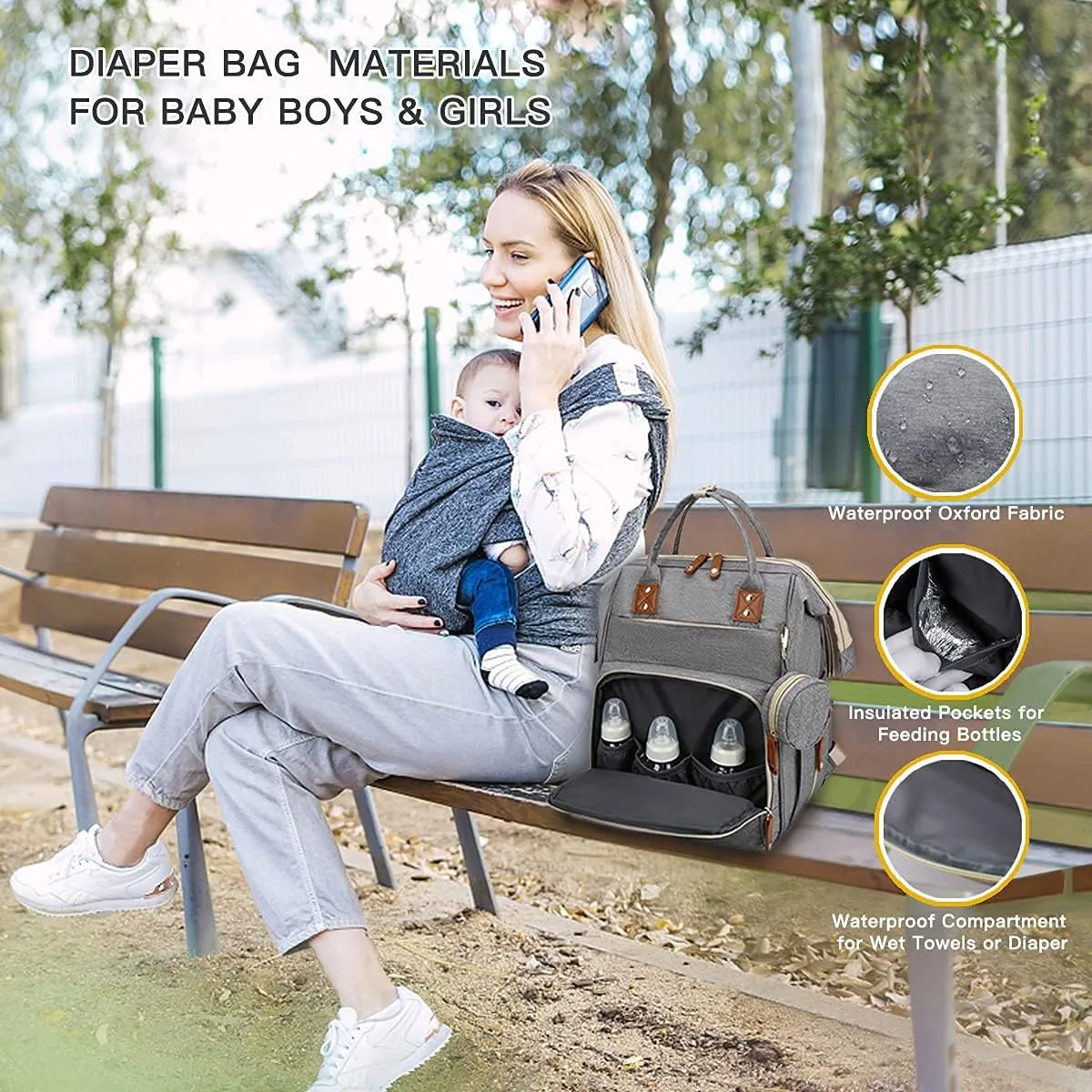 Axcone Baby Diaper Bag Backpack with Changing Pads mommy Bags Boys Girl Unisex Multifunction Travel Baby