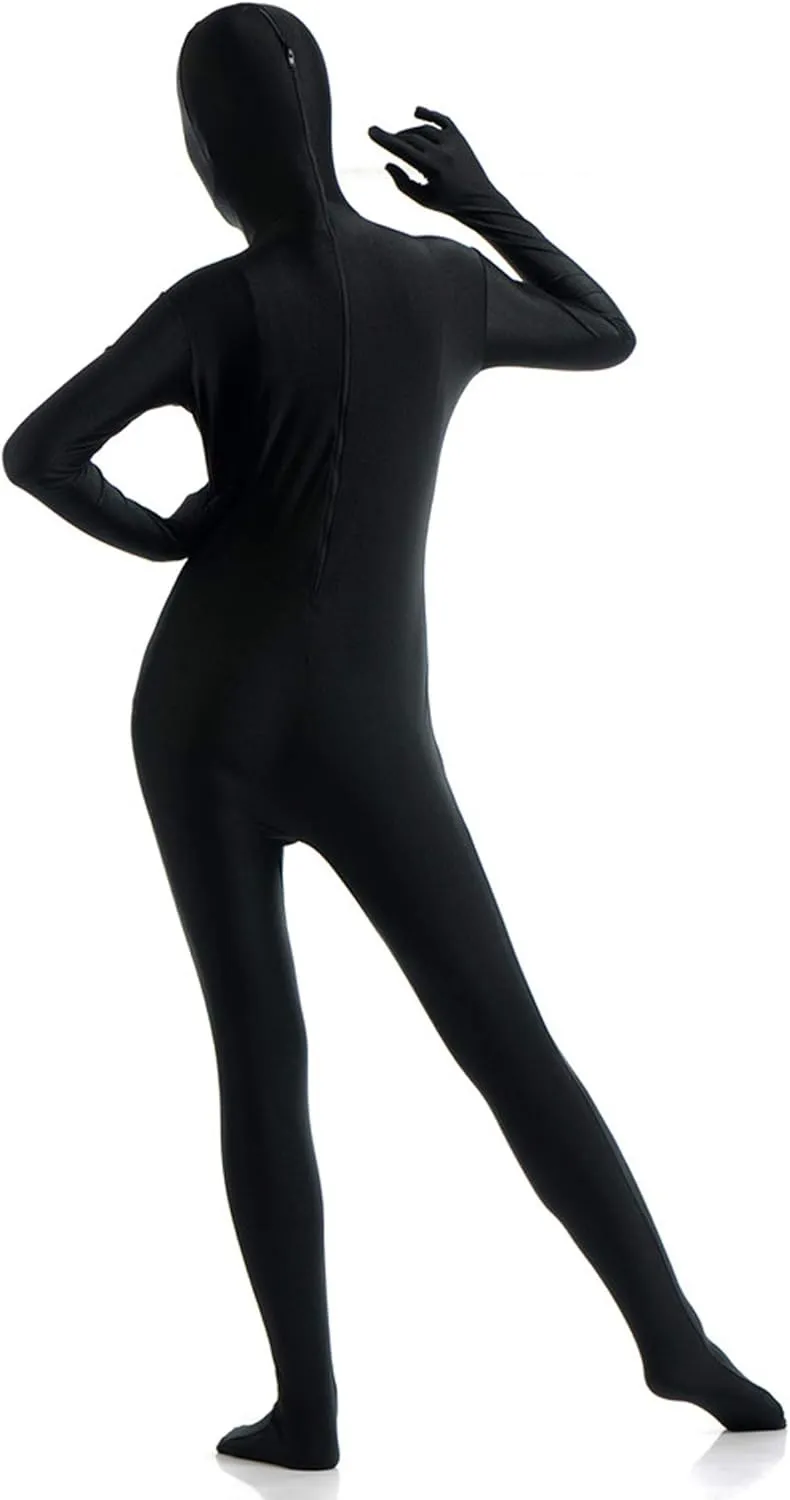 Ayliss Full Body Suit Black Unisex Adult Zipper Zentai Suit Cosplay Halloween Costume