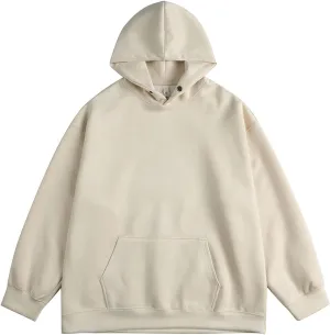 Aymnlox Men's Hoodies Oversize Hooded Sweatshirts Casual Solid Color Long Sleeve Pullover Heavyweight Hoodie With Pockets