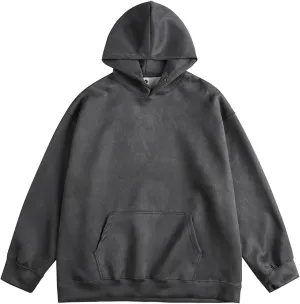 Aymnlox Men's Hoodies Oversize Hooded Sweatshirts Casual Solid Color Long Sleeve Pullover Heavyweight Hoodie With Pockets