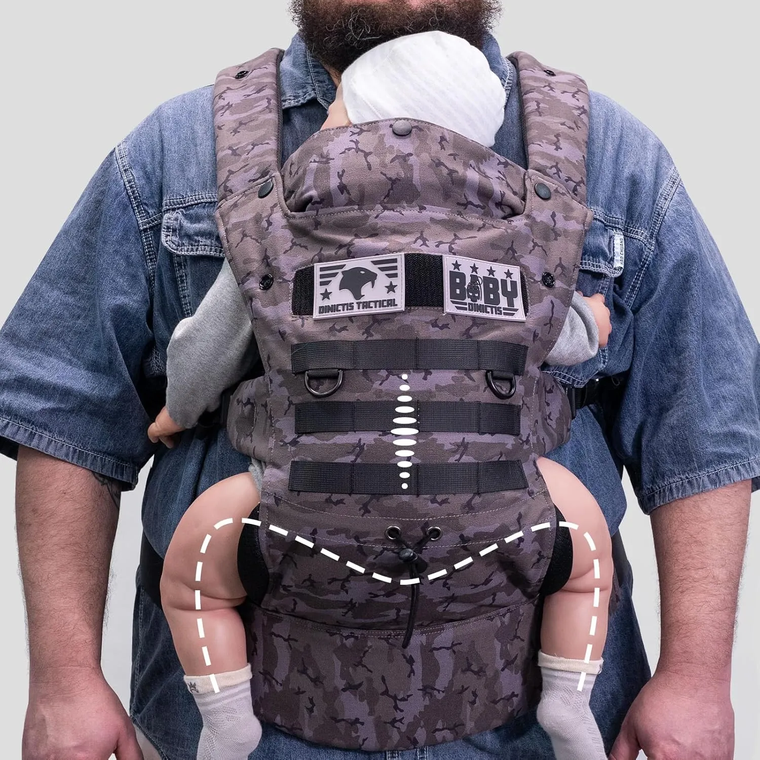 Baby Carrier for Infants to Toddlers (8-33 lbs), Ergonomic Lumbar Support, Cozy and Lightweight Military Baby Carrier for Big and Tall Parents-Black Camo