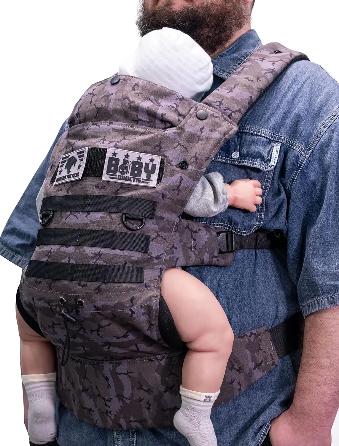 Baby Carrier for Infants to Toddlers (8-33 lbs), Ergonomic Lumbar Support, Cozy and Lightweight Military Baby Carrier for Big and Tall Parents-Black Camo