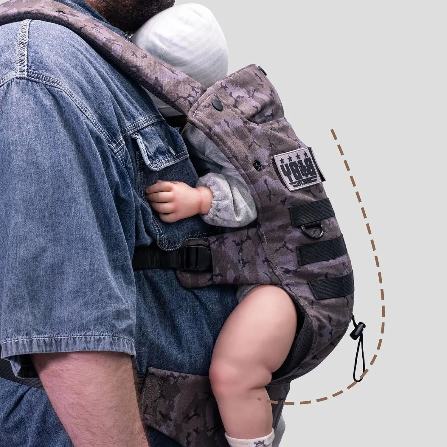 Baby Carrier for Infants to Toddlers (8-33 lbs), Ergonomic Lumbar Support, Cozy and Lightweight Military Baby Carrier for Big and Tall Parents-Black Camo