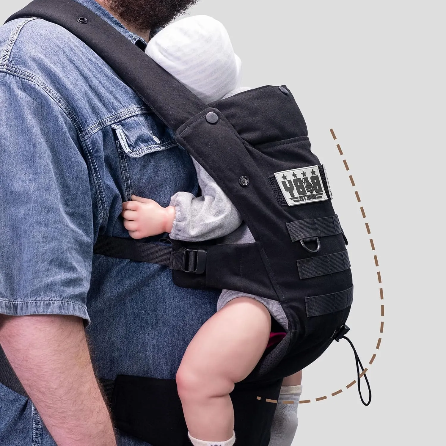 Baby Carrier for Infants to Toddlers (8-33 lbs), Ergonomic Lumbar Support, Cozy and Lightweight Military Baby Carrier for Big and Tall Parents- Black