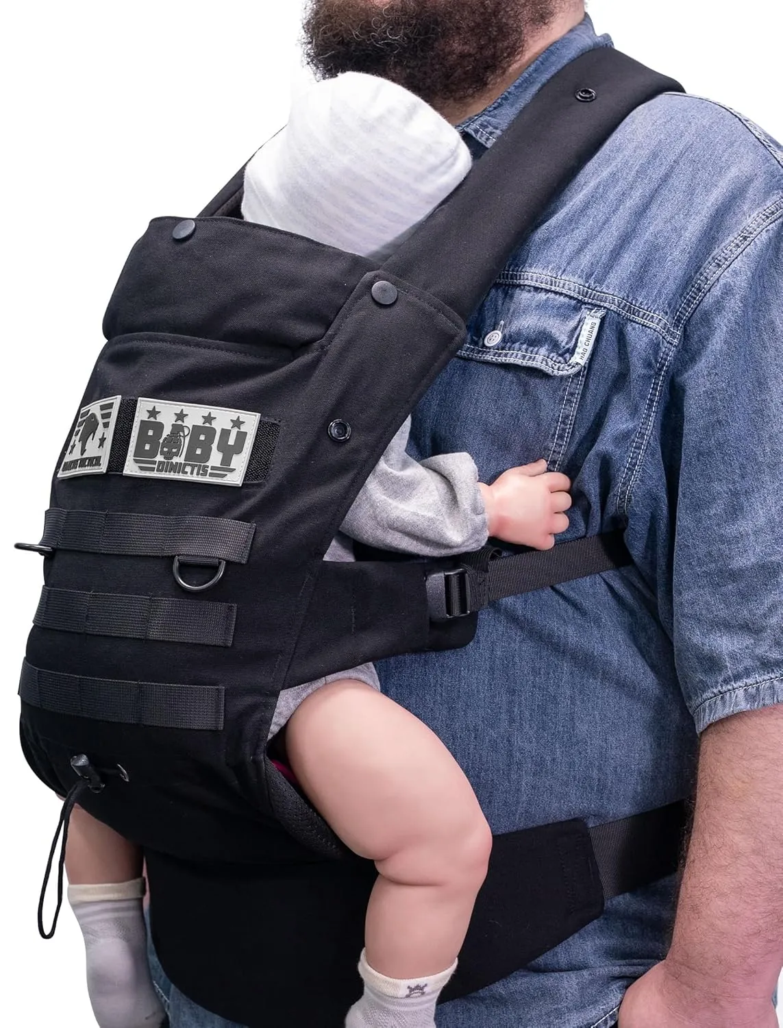 Baby Carrier for Infants to Toddlers (8-33 lbs), Ergonomic Lumbar Support, Cozy and Lightweight Military Baby Carrier for Big and Tall Parents- Black