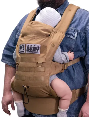 Baby Carrier for Infants to Toddlers (8-33 lbs), Ergonomic Lumbar Support, Cozy and Lightweight Military Baby Carrier for Big and Tall Parents- Coyote Brown